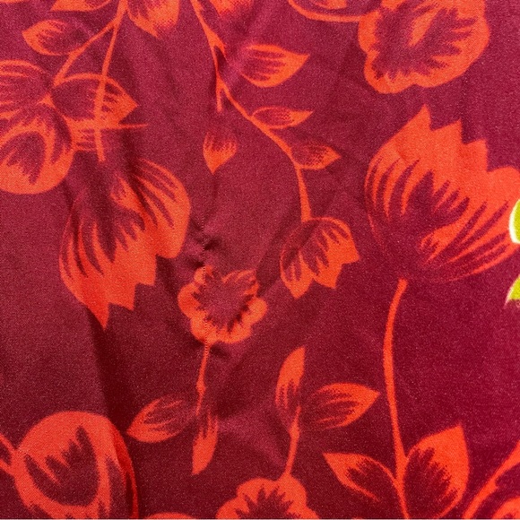 Lavish London Caftan Red Poppy Green Roses Maxi Dress Beach Cover Up Size 1X - Picture 9 of 10